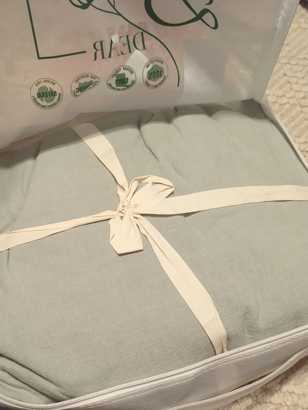 3 Pieces Sage Green Duvet Cover Set Super King Size 108'' W x 98'' L, 100% Washe